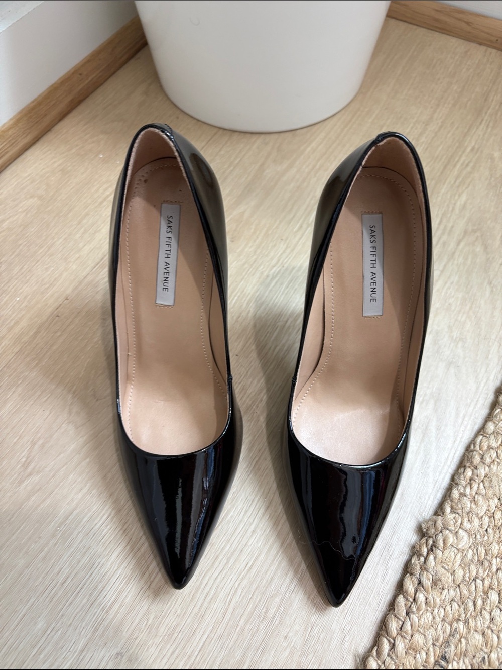 Saks Fifth Avenue Black Patent Pointed-Toe Pumps
